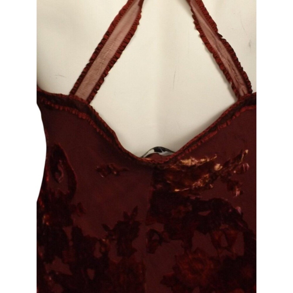 BETSEY JOHNSTON Maxi Dress, L, Dark Red Burnout Velvet, Straps, Back Zip,VINTAGE - Picture 6 of 12